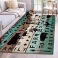 thumbnail image 3 of 3x5 Washable Area Rug, Chicken Cow Pig Non-Slip Rectangle Rug for Living Room Bedroom, Farmhouse Animal Windmills Teal Wood Grain Indoor Low Pile Floor Mat for Home Decor, 3 of 9