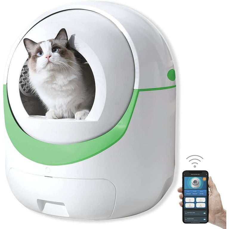 BRIGHTSHOW Self Cleaning Cat Litterbox Never Scoop Litter Again Aut Cat Litter Box with App Control Safe Alert Smart Health Monitor for Multiple Cats