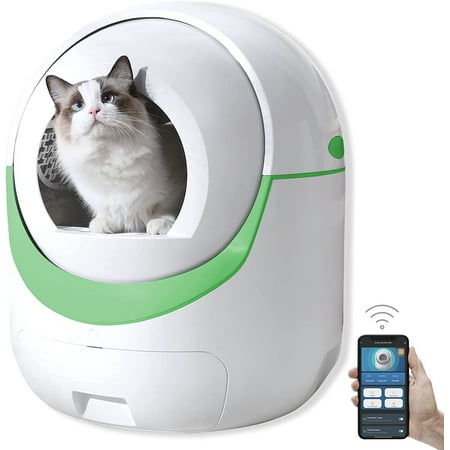 Self-Cleaning Cat Litterbox - Never Scoop Litter Again - AUT Cat Litter Box with APP Control & Safe Alert & Smart Health Monitor for Multiple Cats - Includes Disposable Bag