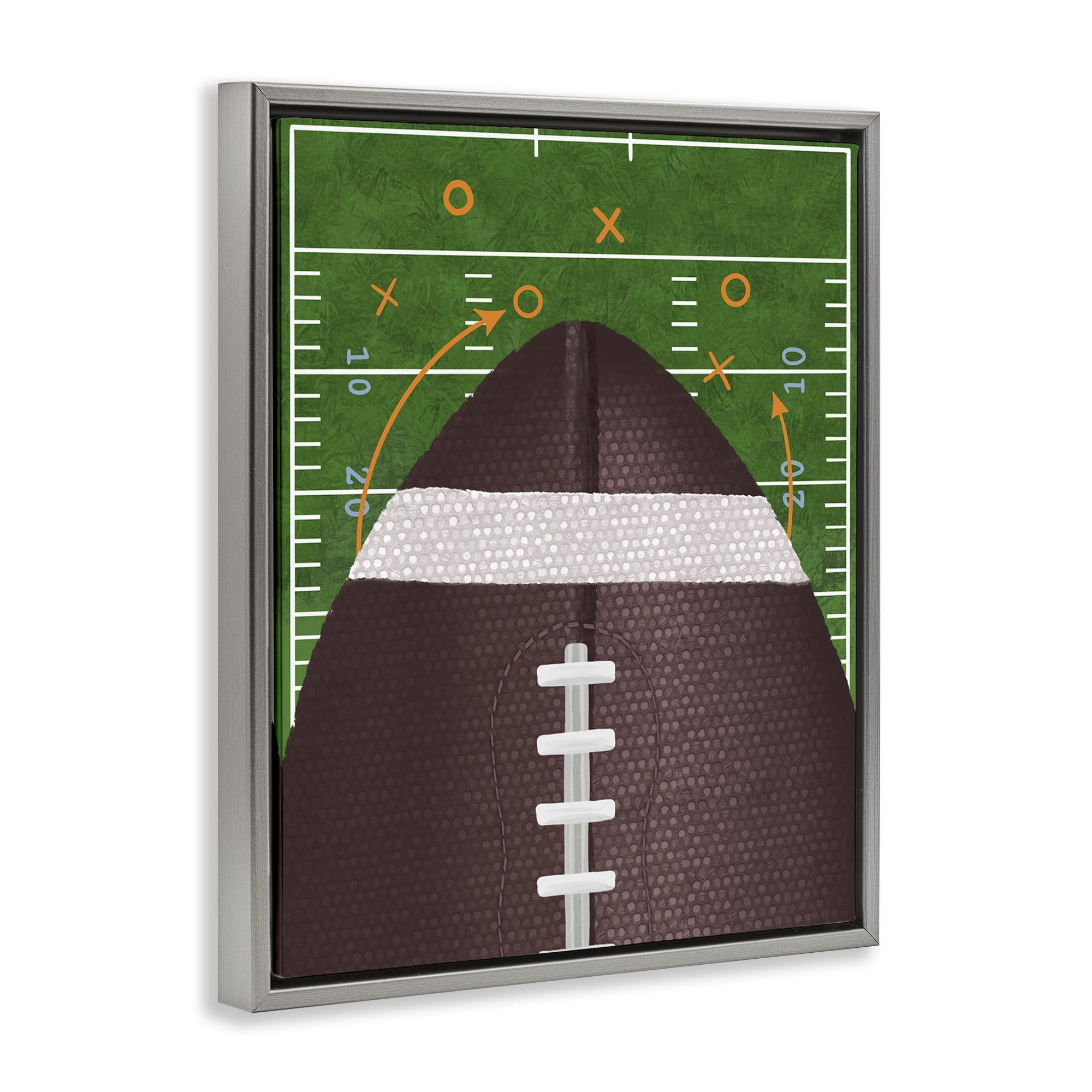Stupell Industries Football Field Tactics Gray Framed Floater Canvas Wall Art, design by Jennifer Stith