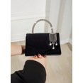 thumbnail image 2 of RUMANLAND Women's Black Velvet Clutch Bag Rhinestone Handle Sparkling Crystal Tassel Evening Purse, 2 of 7