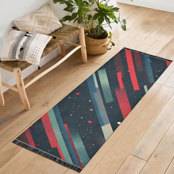Yayeee Runner Rug for Bedroom 2'x6' Machine Washable Hallway Non Slip Mat, Stars Abstract Lines
