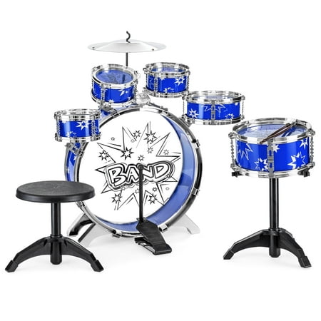 Best Choice Products 11-Piece Kids Starter Drum Set w/ Bass Drum, Tom Drums, Snare, Cymbal, Stool, Drumsticks - (The Best Drum Samples)