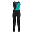 thumbnail image 3 of iEFiEL Kids Girls Sparkly Rhinestones Gymnastics Unitard Sleeveless Athletic Leotard with Leggings Pants Dancewear Lake Blue&Black 8, 3 of 7