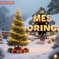 thumbnail image 3 of Stylish Metal Hanging Christmas Tree Wind Spinner - Festive Design with Golden ' MERING ' Snowflakes & Stars for Garden Decor, 3 of 4