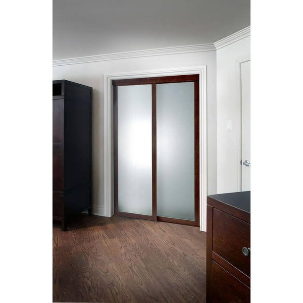 Pinecroft Fusion Frosted Glass Chocolate Frame Sliding Door 60 Wide X 80 High Com Pinecroft Fusion Frosted Glass, Sliding Closet Doors Menards