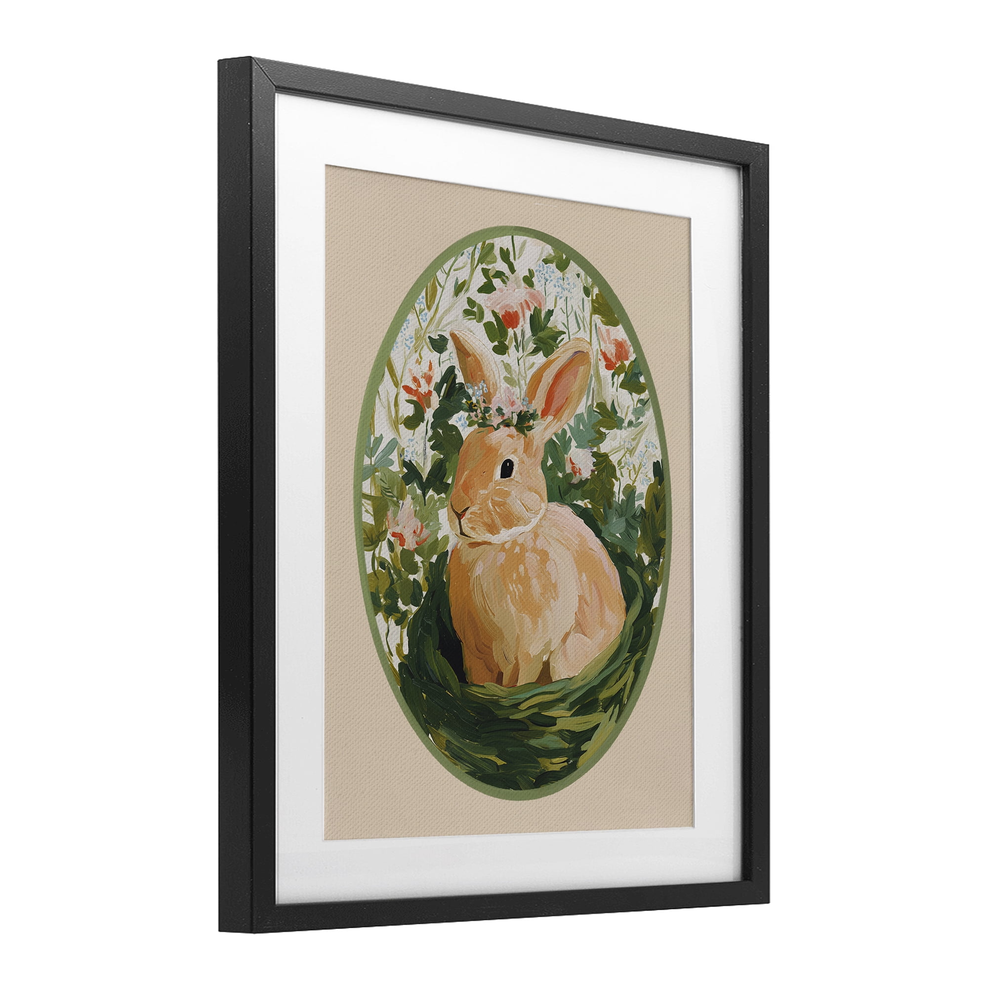 Stupell Industries Bloom Nest Bunny Black Framed Print Under Glass, design by Yen