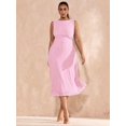 thumbnail image 4 of Baby Pink Plus Size Sleeveless Mid-Length A-Line Bodycon Dress With Ruched Detail, 4 of 6