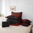 thumbnail image 5 of Manfei Cartoon Game Console Bedding Comforter Set 7pcs for Teens, Neon Gamepad King Bedding Sets, Red Futuristic Honeycomb Reversible Bed Sheets, Ultra Soft Bedroom Decor, 5 of 7
