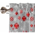 thumbnail image 5 of Grey Red Christmas Balls Kitchen Curtains Sets for Windows 36 Inch Length, Xmas Snowflake Rod Pocket Window Treatments Tier Curtains and Valances Set for Bedroom/Bathroom, 5 of 6