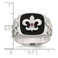 thumbnail image 3 of Auriga Fine Jewelry 925 Sterling Silver with 14K .03 Ruby/Black Agate Fleur de Lis Ring Size 10 for Women, 3 of 5