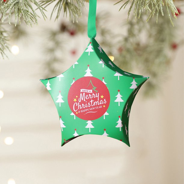 Fiudx Ofertas relámpago del día Caja de embalaje de dulces navideños de Nochebuena Se puede pedir Caja de regalo navideña Caja de regalo de dulces de estrella