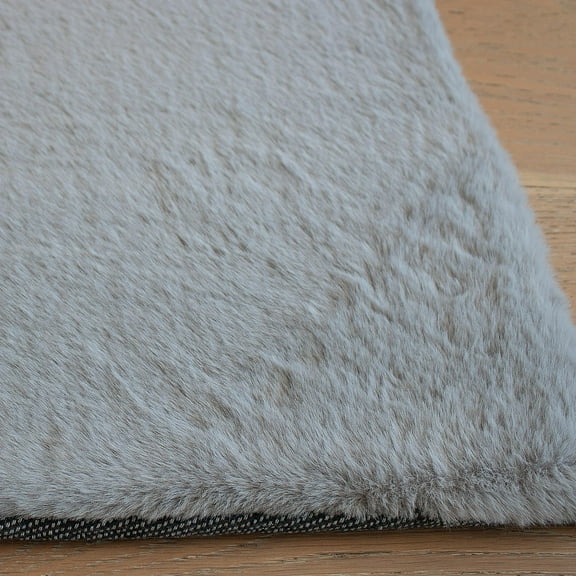 RugBerry Faux Rabbit Fur Rug 8x10 Smoke Gray Shag Shaggy Modern Contemporary Home Decor Carpet