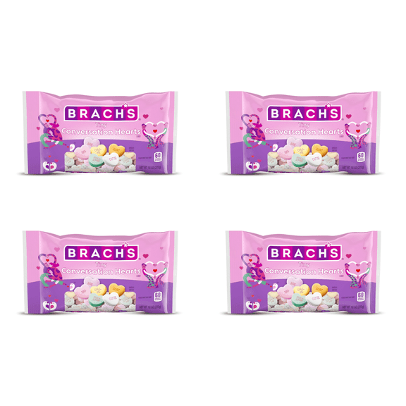 Brachs Tiny Conversation Hearts Candy 4 Pack, 10 oz Bags