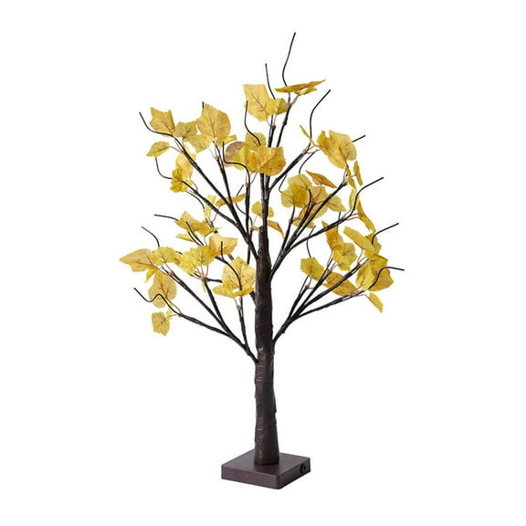 Lighted Fall Maple Trees, Thanksgiving Artificial Village Mini Tree Light,Autumn Fake Tabletop Miniature Tree Centerpieces Set for Harvest Wedding Halloween Party Decoration
