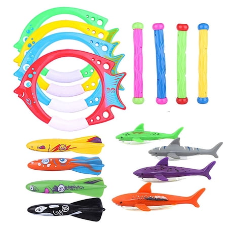 Blackma Diving Toys, 30 Pcs Pool Toys with Diving Swim Thru Rings, Dive Sticks