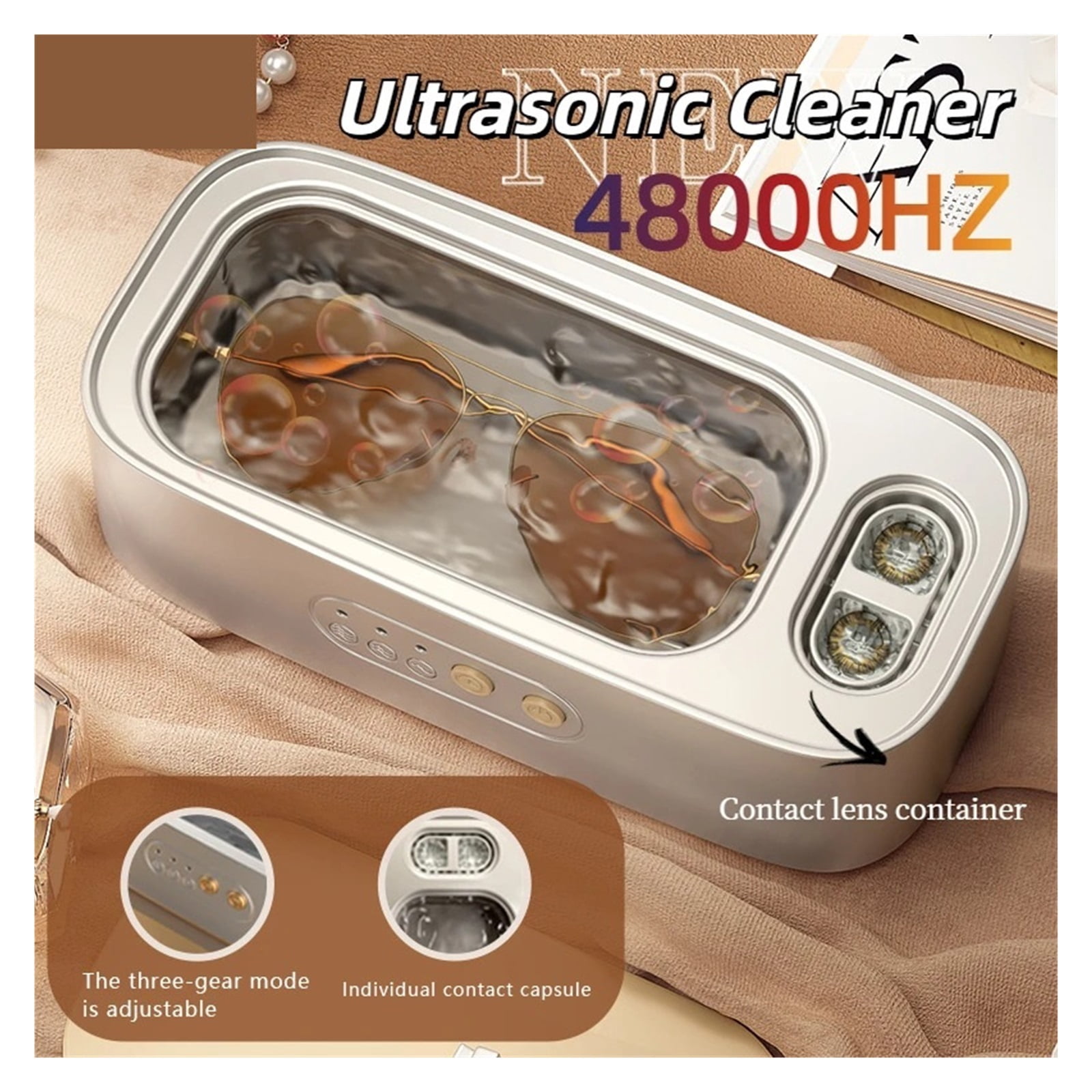 Upgrate Ultrasonic Cleaner Contact Lens Cleaning Bin Glasses Cleaning Machine 48Kh Jewelry Cleaner High Frequency New