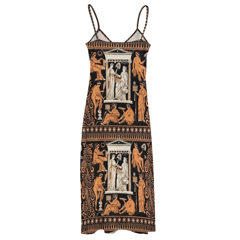greek summer dresses santorini diaries the most perfect greece dress from @showpo greece, santorini greece, dresses, summer style, euro aesthetic, greece style, pinterest aesthetic , oia santorini, islands, plus size fashion, plus style silhouette with adjustable self Greek vase print Sleeveless Dress
