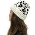thumbnail image 2 of Herrnalise Women Casual Leopard Stitching Outdoor Plush Hats Crochet Knit Beanie Cap, 2 of 4