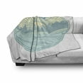 thumbnail image 2 of Nature Art Soft Flannel Fleece Blanket, Nordic Landscape Mystic Ocean Waves Scandinavian Forest Logo Art, Cozy Plush for Indoor and Outdoor Use, 60" x 80", Pale Yellow Almond Green, by Ambesonne, 2 of 5