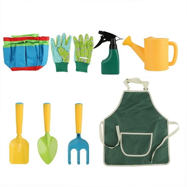 Juego de herramientas de jardinería 8PCS Juego de herramientas de jardín para niños Niños Niñas Juguetes de juego de jardín Bolsa de asas de jardinería Kit de herramientas de jardinería Palas Trasplan Abanopi Juego de herramientas de jardinería