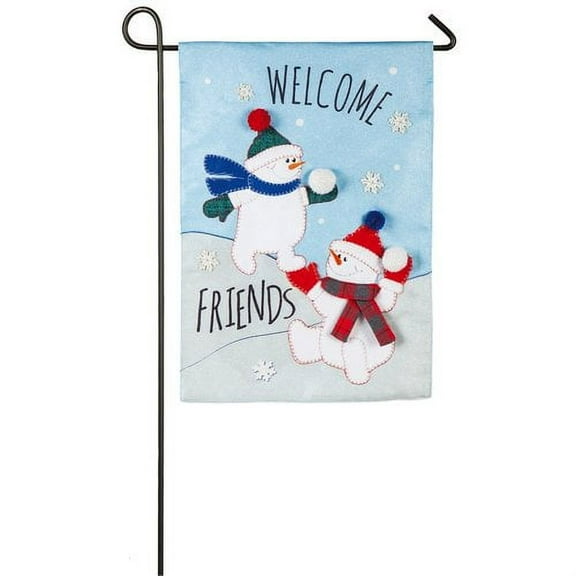 Evergreen Flag & Garden Snow Friends 2-Sided Burlap 1'6 x 1'0.5 ft. Garden Flag
