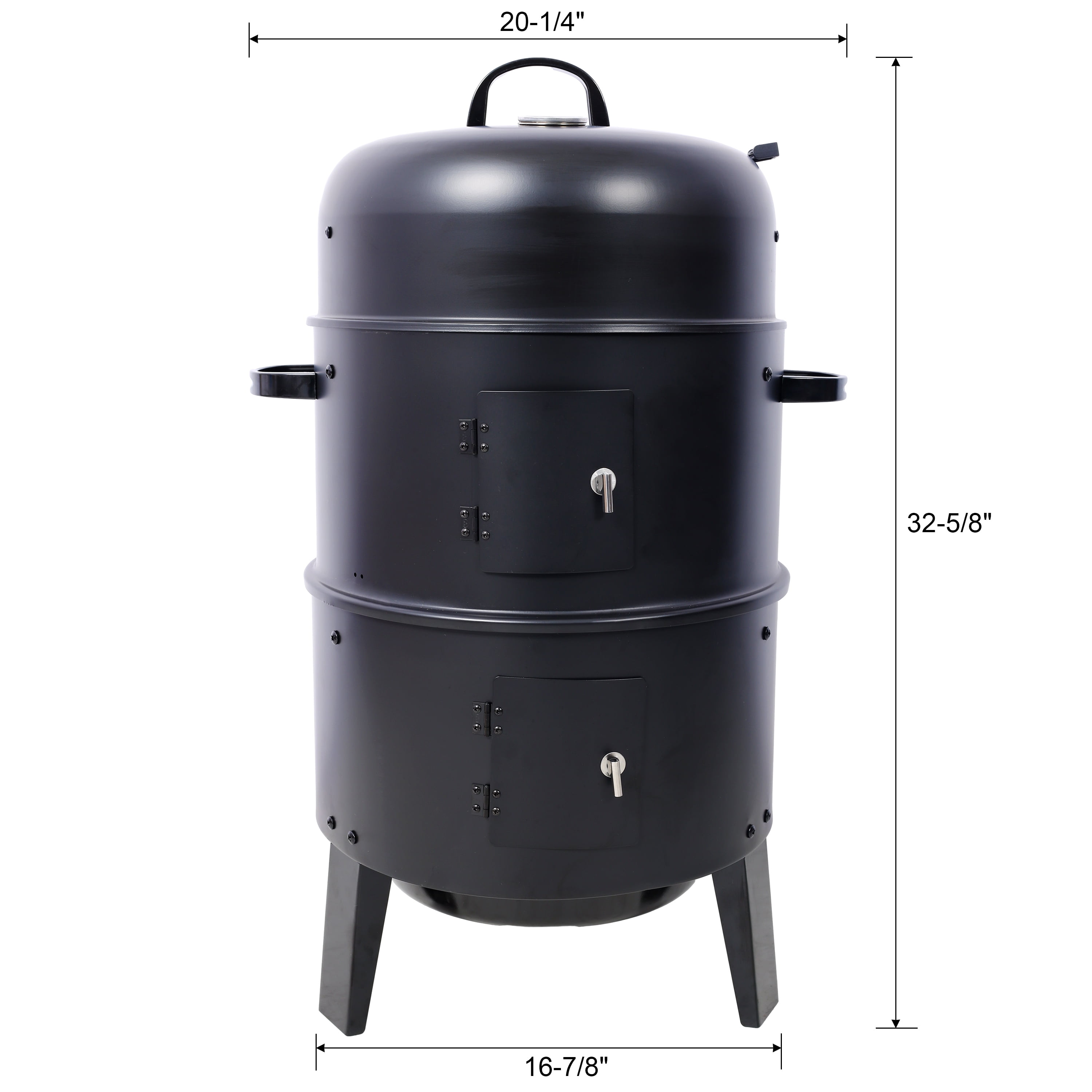 Charcoal Smoker Grill Wood Smoker Grills Outdoor Cooking 16 Inch Vertical Smoker Portable BBQ Grill for Camping Black