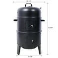 thumbnail image 3 of Charcoal Smoker Grill Wood Smoker Grills Outdoor Cooking 16 Inch Vertical Smoker Portable BBQ Grill for Camping Black, 3 of 27