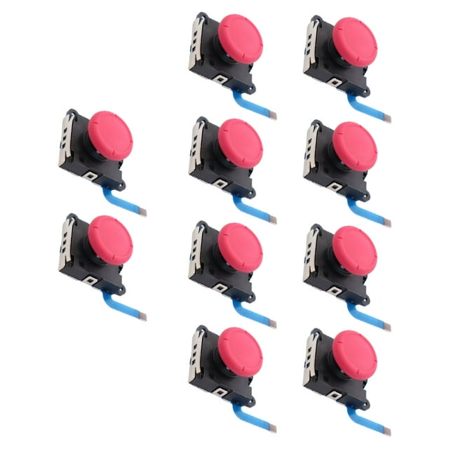 Seitruly Joystick analógico de 10 Uds con empuñaduras de palanca de mando, piezas de Sensor, botón, mango izquierdo, Kit de controlador Videojuegos y accesorios Rojo
