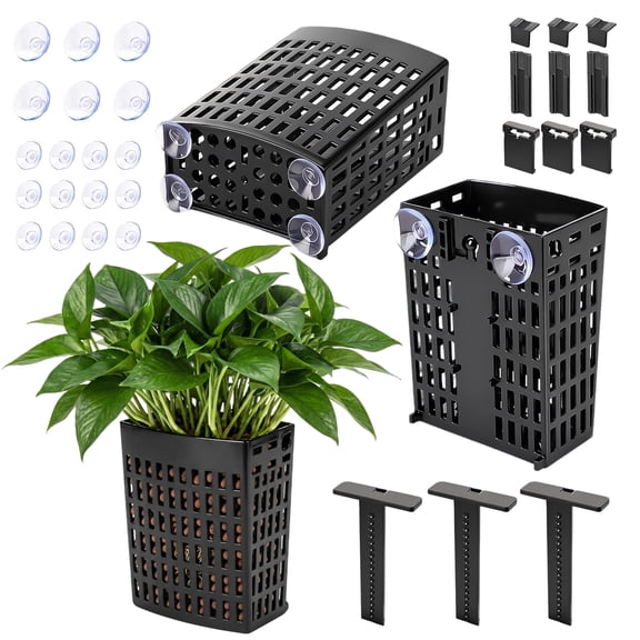 3 Pack Latest Upgraded Aquarium Plant Holder Adjustable Height with Extendable Hook and Suction Cup for Fish Tank Aquaponic Plant Cultivation and Aquascape Accessories Decorations