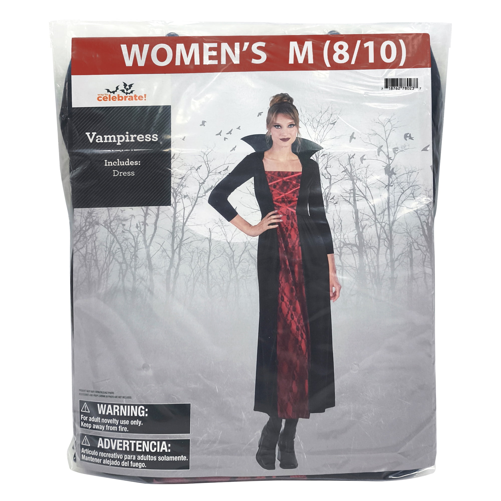 Vampiress Halloween Costume for Adults, Women's Size M (8/10), by Way to Celebrate
