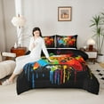 thumbnail image 4 of Homewish Female Men Women Video Game 3 Pieces Queen Comforter Set,Graffiti Splash Ultra Soft Bedding Sets,Abstract Gradient Gamepads Bedding Comforter Set Breathable,Ultra Soft Home Decor, 4 of 8