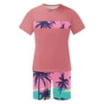 thumbnail image 4 of VBTAPA Mens T Shirt and Shorts Set Palm Tree Graphic Printed Casual Workout Sets Tropical Summer Track Suit 2 Piece Set Lightning Sales of The Day Pink XXXXL, 4 of 6