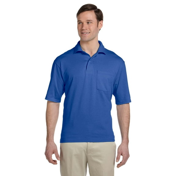 Jerzees Spotshield Adult Jersey Sport Shirt With Pocket , 436MPR , Royal , Large