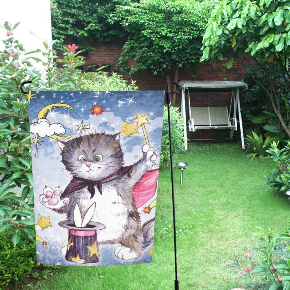 MYPOP Funny Cat Garden Flag Outdoor Flag Decoration 12x18 inches