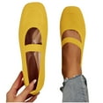 thumbnail image 3 of HaiMao Wide Toe Box Flats Women Comfort Slip On Ballet Shoes Mary Jane Dressy Knit Flats with Straps Washable Casual office Yellow 6.5(38), 3 of 7