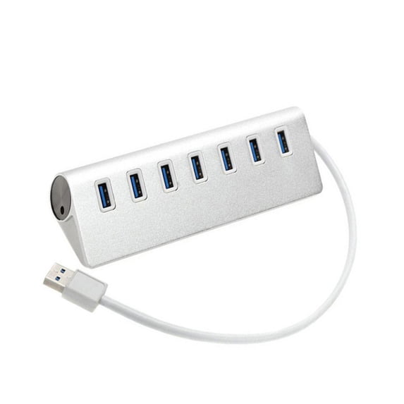 USB .0 Splitter 7 Port USB Powered USB Hub Expander with Universal 5V Adapter Mobile HDD for PC Laptop Flash Drive