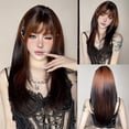 thumbnail image 5 of Cos Wig Cross-Border Women's Bangs Black Gradient Red Long Hair Slightly Curly Natural Layered Synthetic Wig, 5 of 5