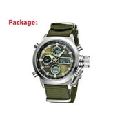2Z Men Military Wrist Watch Army Green Analog Digital Quartz Nylon Canvas