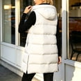thumbnail image 5 of Edvintorg Womens Long Puffer Vest Hooded Sleeveless Waistcoat Winter Quilted Coats Warm Zip up Padded Outerwear Plus Size Womens Clothing, 5 of 6