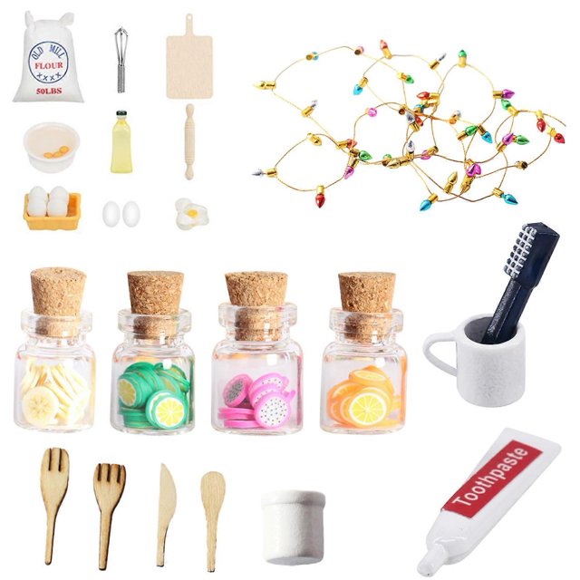 Mini Food Miniatures Figurines Kit Cooking Game Party Accessories for 1/6 1/12 Doll House