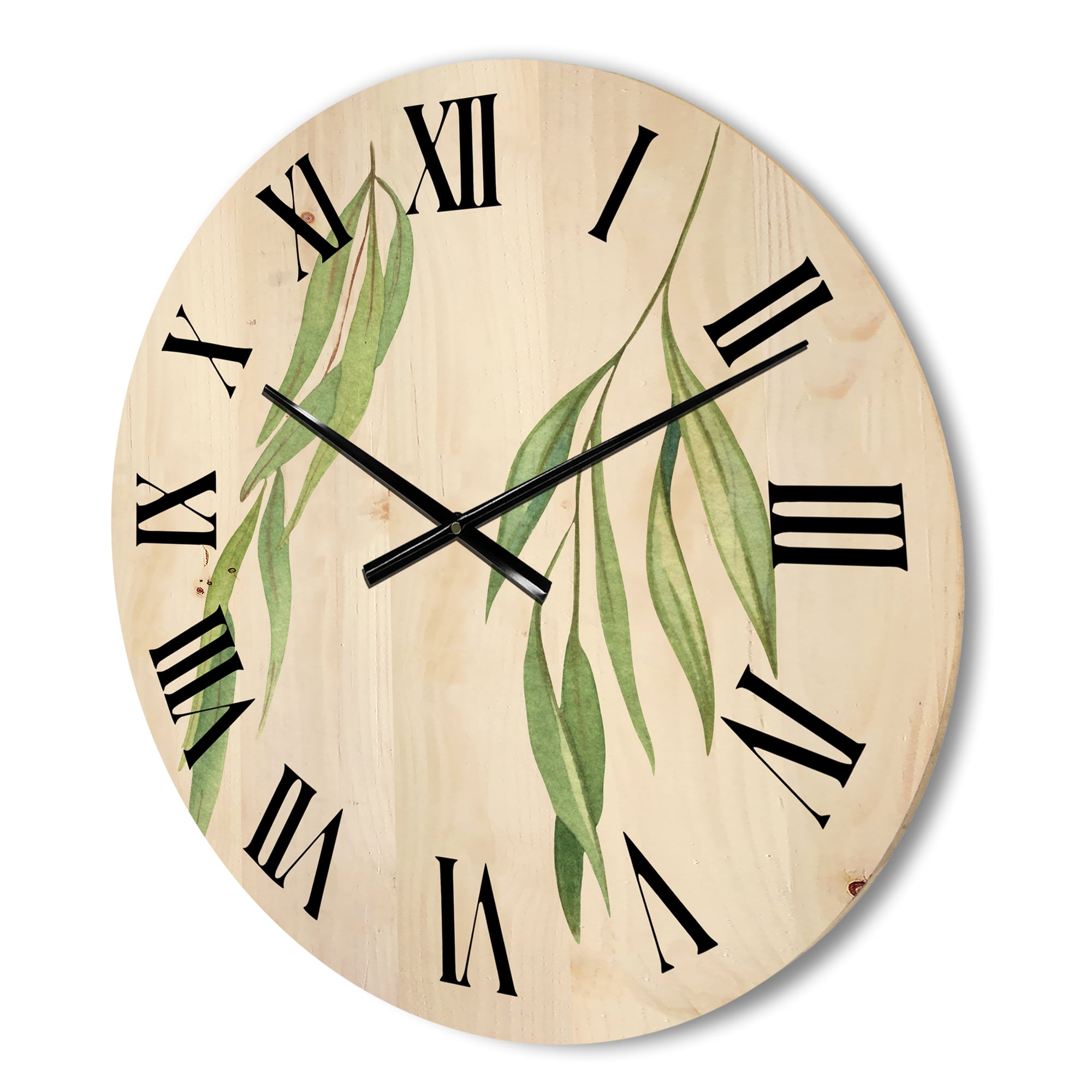 Designart 'Two Willow Branches On White' Farmhouse Wood Wall Clock