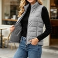 thumbnail image 7 of Padded Vest for Women Stand Collar Quilted Zip Front Side Pockets Warm Fall Winter Vest, 7 of 7