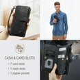thumbnail image 4 of for iPhone 16 Pro Max Case Wallet for Women and Men, iPhone 16 Pro Max Case, PU Leather Magnetic Flip Strap Wristlet Zipper Card Holder Wallet Business Phone Cover for iPhone 16 Pro Max, Black, 4 of 10