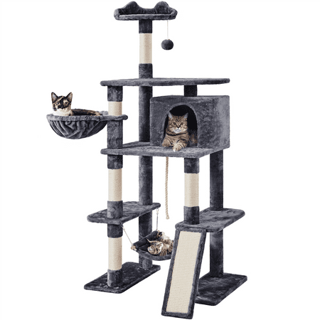 Pawscoo 70" Cat Tree with Condo and Scratching Post Tower, Dark Gray