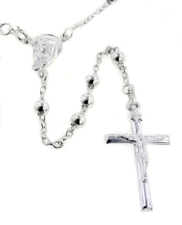 catholic sterling silver rosary beads 24 inch necklace with crucifix