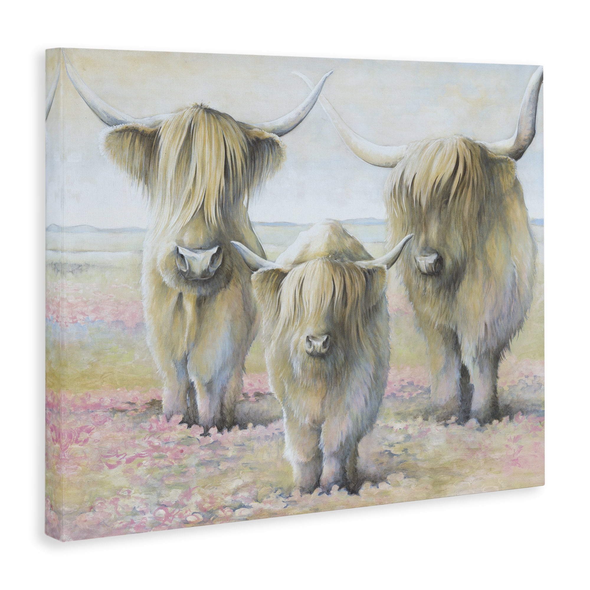 Stupell Industries Gentle Cattle Trio Animals & Insects Painting Gallery Wrapped Canvas Art Print Wall Art, 30 x 24