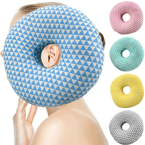 Ear Piercing Pillow for Side Sleepers, Small Pillow with Ear Hole Donut Pillow for Ear Relief Ear Pressure Ear Pain, Headphones