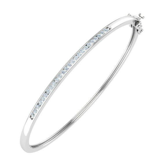 1/2 Carat Diamond Bangle Bracelet in 10K White Gold