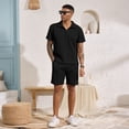thumbnail image 3 of Fexilor Men's 2 Piece Casual Quarter Zip Polo Shirt Set Summer Vacation Beach Outfit,Sizes S-2XL, 3 of 9